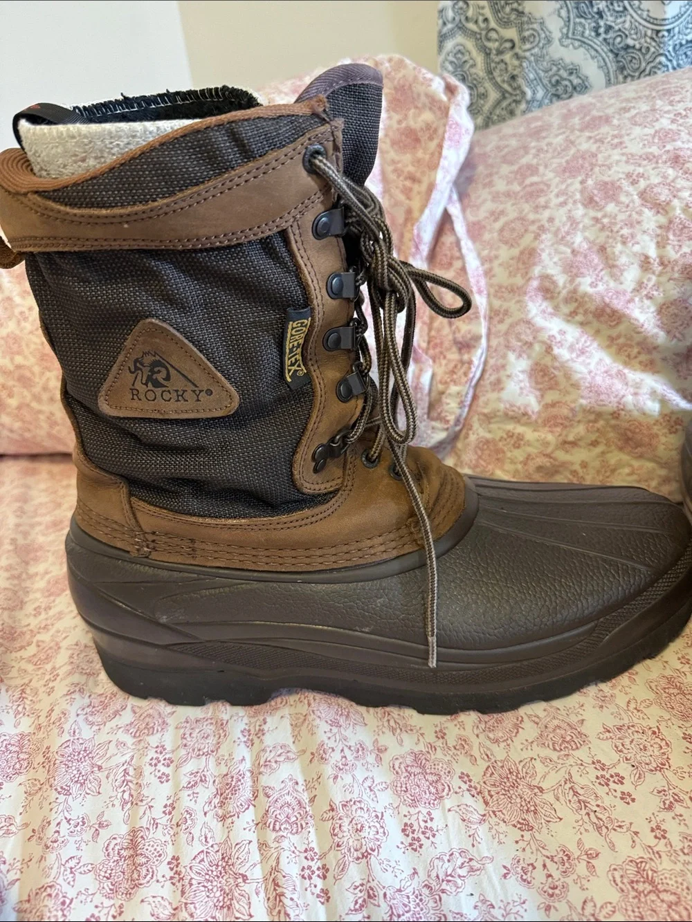 Rocky Brown and Black Men's Waterproof Lace-Up Rain & Snow Boots